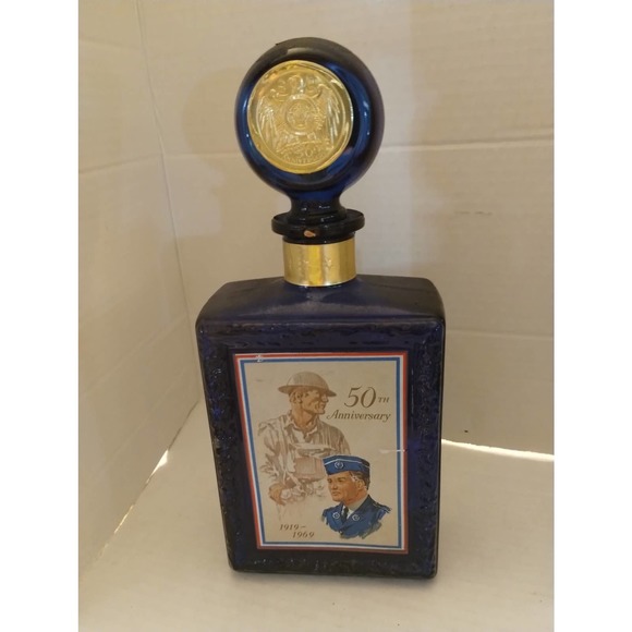 JW Dant American Legion 50th Anniversary 1969 Blue Decanter Empty Collectible - Picture 1 of 10